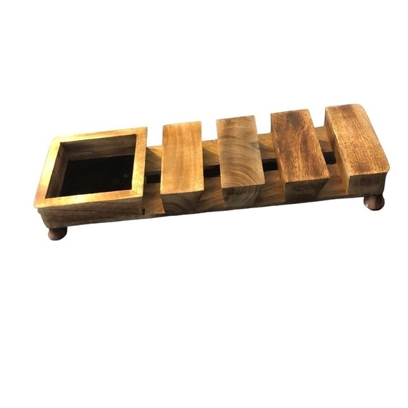 Wood Cell Phone Mobile Stand Holder Multiple (4) Cellphones Tablets  12.5X4” - Picture 1 of 5